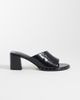 ASOS DESIGN ASOS DESIGN Hammer premium leather asymmetric mid heeled mules in black - 1
