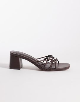 ASOS DESIGN ASOS DESIGN Hana strappy knotted block heeled mules in chocolate-Brown