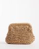 ASOS DESIGN ASOS DESIGN hand crochet straw frame clutch purse with detachable crossbody strap in natural-Neutral - 1