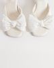 ASOS DESIGN ASOS DESIGN Happiness bow detail block heeled sandal in ivory plisse-White - 2