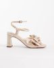ASOS DESIGN ASOS DESIGN Happiness bow detail block heeled sandals in pale gold plisse - 1