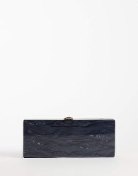 ASOS DESIGN ASOS DESIGN hard case clutch in gray marble-Silver