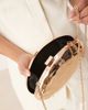 ASOS DESIGN ASOS DESIGN hard case hammered abstract clutch bag with cross body chain in gold - 3