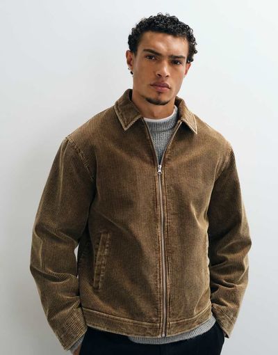 ASOS DESIGN ASOS DESIGN Harrington jacket in tan corduroy-Brown