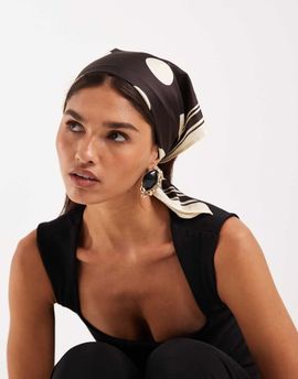 ASOS DESIGN ASOS DESIGN headscarf in chocolate polka-dot print-Brown