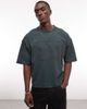 ASOS DESIGN ASOS DESIGN heavyweight boxy oversized T-shirt with 92 graphic in dark green wash-Neutral - 1