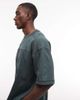 ASOS DESIGN ASOS DESIGN heavyweight boxy oversized T-shirt with 92 graphic in dark green wash-Neutral - 4