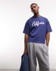ASOS DESIGN ASOS DESIGN heavyweight boxy oversized T-shirt with California embroidery in navy wash - 1