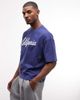 ASOS DESIGN ASOS DESIGN heavyweight boxy oversized T-shirt with California embroidery in navy wash - 4