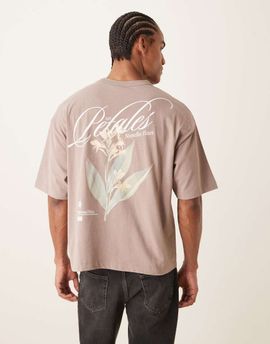 ASOS DESIGN ASOS DESIGN heavyweight boxy oversized T-shirt with floral graphic in washed brown