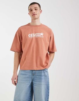 ASOS DESIGN ASOS DESIGN heavyweight boxy oversized t-shirt with street graphic in orange wash