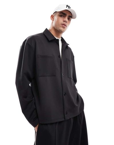 ASOS DESIGN ASOS DESIGN heavyweight oversized jacket in scuba-style fabric in black