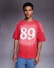ASOS DESIGN ASOS DESIGN heavyweight oversized spray wash tee with twill appliqué graphic-Red - 1