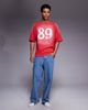 ASOS DESIGN ASOS DESIGN heavyweight oversized spray wash tee with twill appliqué graphic-Red - 2