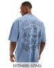 ASOS DESIGN ASOS DESIGN heavyweight oversized t-shirt in washed blue with back print - 1