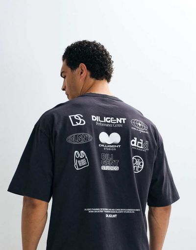 ASOS DESIGN ASOS DESIGN heavyweight oversized T-shirt with back graphic in black wash