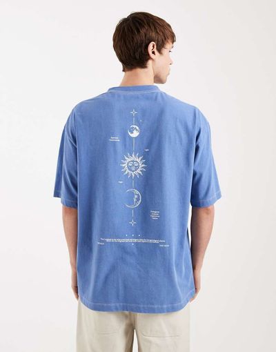 ASOS DESIGN ASOS DESIGN heavyweight oversized t-shirt with celestial spine print in washed blue