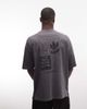 ASOS DESIGN ASOS DESIGN heavyweight oversized T-shirt with floral graphic in washed charcoal-Gray - 1