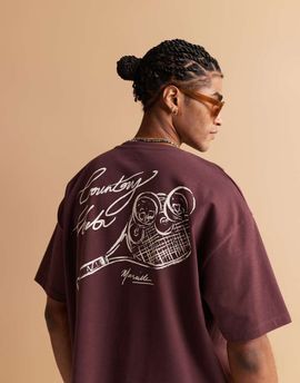 ASOS DESIGN ASOS DESIGN heavyweight oversized t-shirt with sport back graphic in burgundy-Red