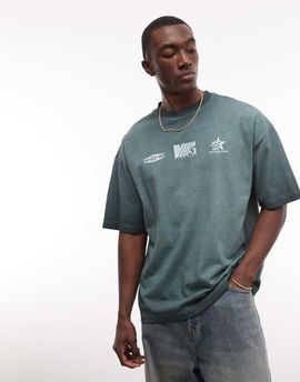 ASOS DESIGN ASOS DESIGN heavyweight oversized T-shirt with street graphics in green wash