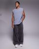 ASOS DESIGN ASOS DESIGN heavyweight oversized tank in washed gray with spine graphic - 2