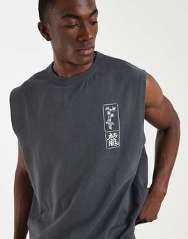 ASOS DESIGN ASOS DESIGN heavyweight oversized tank with dragon graphic in gray wash