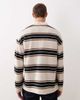 ASOS DESIGN ASOS DESIGN heavyweight relaxed long sleeve rugby polo in ecru and navy stripe-Multi - 3
