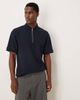 ASOS DESIGN ASOS DESIGN heavyweight relaxed polo shirt with zip neck in navy texture - 1