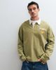 ASOS DESIGN ASOS DESIGN heavyweight relaxed rugby polo with graphic and step hem in khaki and white-Green - 1