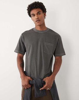 ASOS DESIGN ASOS DESIGN heavyweight relaxed T-shirt with pocket in washed charcoal-Gray