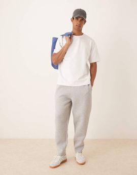ASOS DESIGN ASOS DESIGN heavyweight tapered sweatpants in scuba-style fabric in gray heather