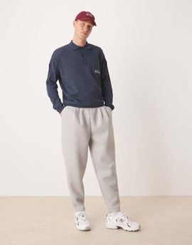 ASOS DESIGN ASOS DESIGN heavyweight tapered sweatpants with pleat detail in scuba-style fabric in gray heather