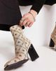 ASOS DESIGN ASOS DESIGN heeled chelsea boots in stone monogram print with toecap detail-Neutral - 4
