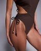 ASOS DESIGN ASOS DESIGN Hema paper touch scarf halter neck swimsuit in chocolate-Brown - 2