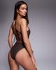 ASOS DESIGN ASOS DESIGN Hema paper touch scarf halter neck swimsuit in chocolate-Brown - 4