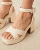 ASOS DESIGN ASOS DESIGN Henley platform mid heeled sandals in white raffia - 1