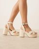 ASOS DESIGN ASOS DESIGN Henley platform mid heeled sandals in white raffia - 4