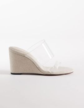 ASOS DESIGN ASOS DESIGN Hennie double strap mid heeled wedges in clear