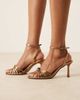 ASOS DESIGN ASOS DESIGN Hero knotted mid heeled sandals in bronze metallic-Brown - 1