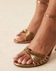 ASOS DESIGN ASOS DESIGN Hero knotted mid heeled sandals in bronze metallic-Brown - 3