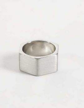 ASOS DESIGN ASOS DESIGN hexagon flat edge ring in brushed silver