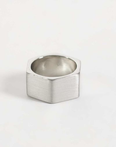 ASOS DESIGN ASOS DESIGN hexagon flat edge ring in brushed silver