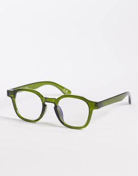 ASOS DESIGN ASOS DESIGN hexagon square glasses in green with clear lenses