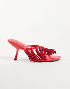 ASOS DESIGN ASOS DESIGN Hibernate tassel mid heeled mules in red