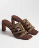 ASOS DESIGN ASOS DESIGN Hide beaded weave detail mid heeled mules in chocolate-Brown - 1