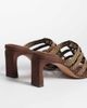 ASOS DESIGN ASOS DESIGN Hide beaded weave detail mid heeled mules in chocolate-Brown - 3