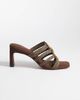 ASOS DESIGN ASOS DESIGN Hide beaded weave detail mid heeled mules in chocolate-Brown - 4