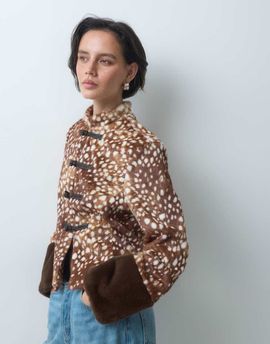 ASOS DESIGN ASOS DESIGN high collar formal coat with faux fur cuffs in pony skin-Brown