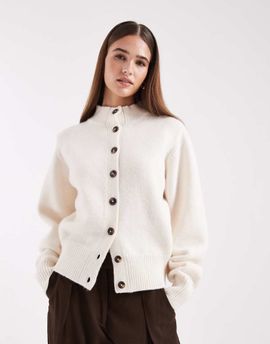 ASOS DESIGN ASOS DESIGN high crew neck cardigan in cream-White