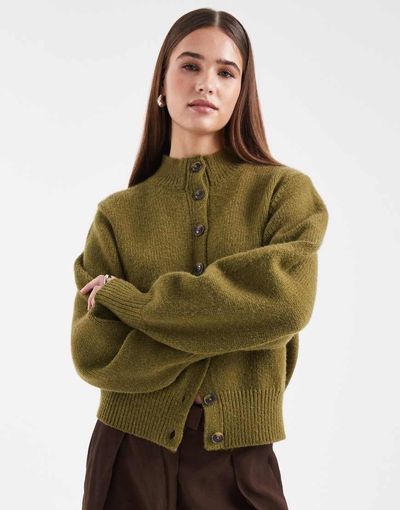 ASOS DESIGN ASOS DESIGN high crew neck cardigan in green